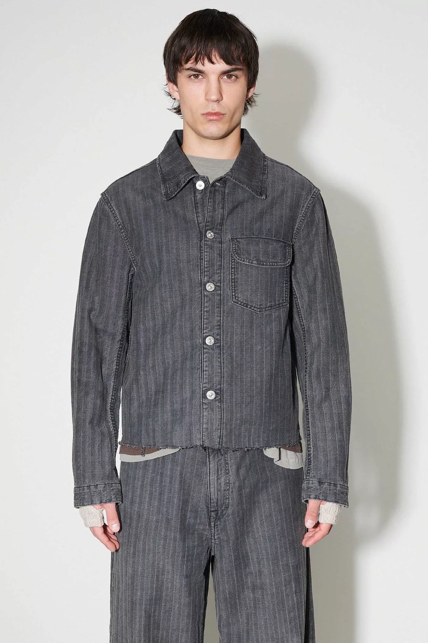 Ytterkläder | Our Legacy Rebirth Jacka Washed Grey Torino Stripe