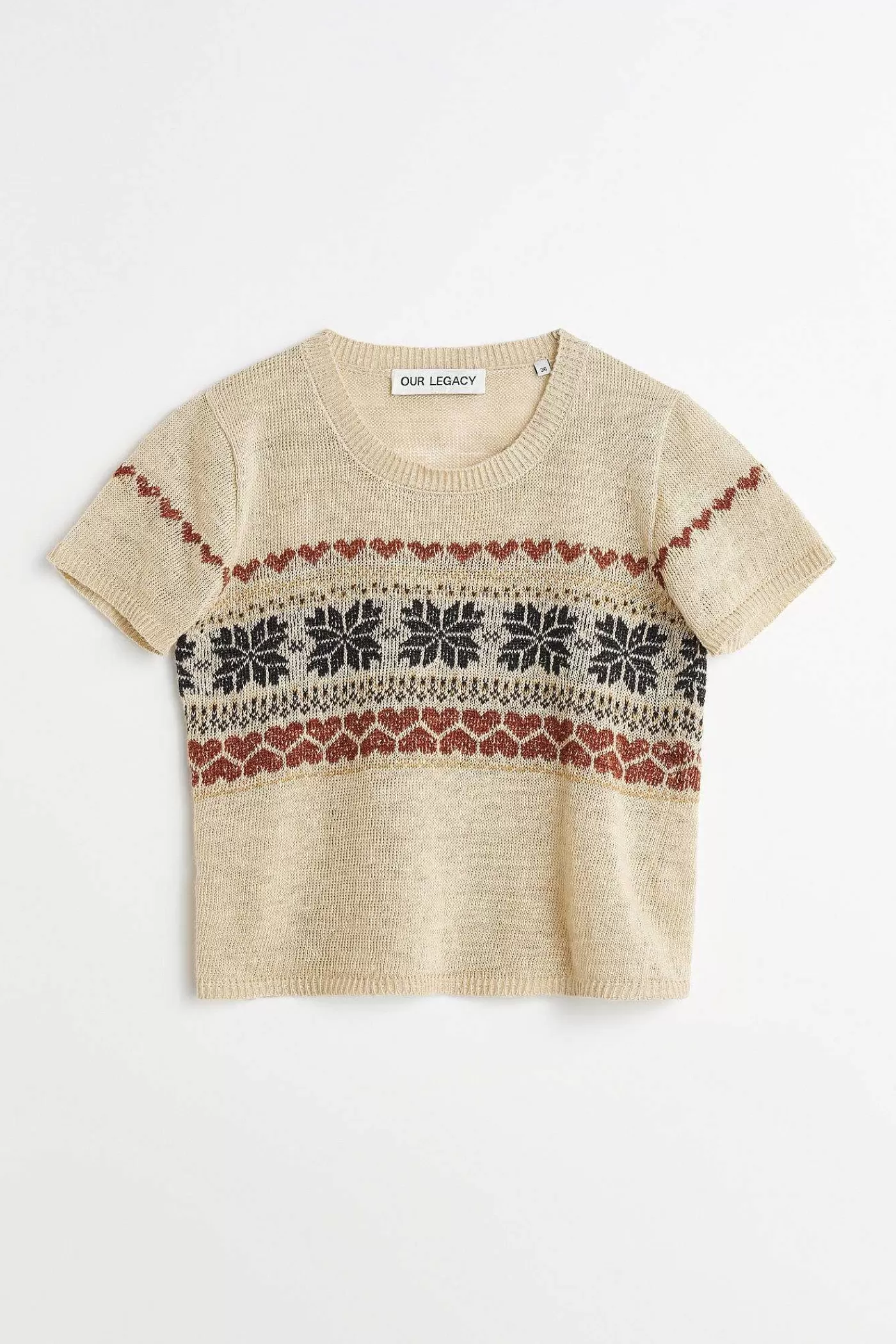 Stickat | Our Legacy Stickad Beskuren T-Shirt Snow Fairisle Hampa