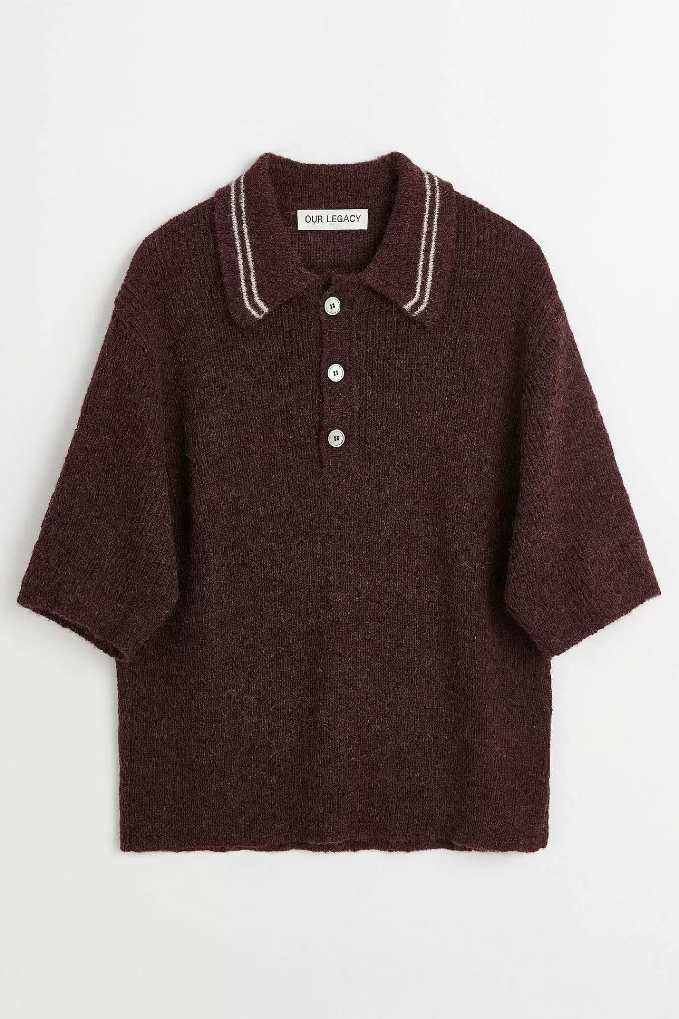 Stickat | Our Legacy Traditionell Polo Euro Aubergine Fuzzy Alpaca