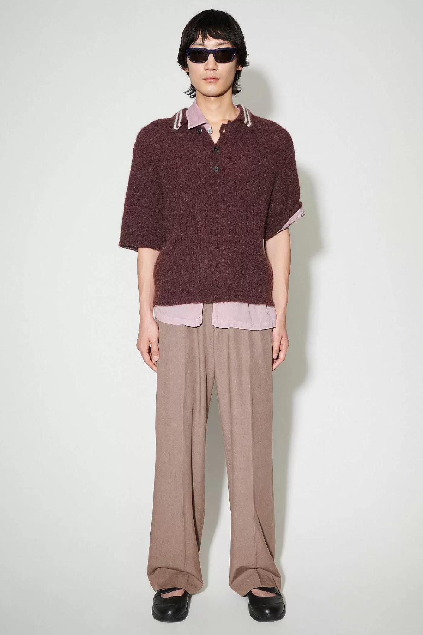 Stickat | Our Legacy Traditionell Polo Euro Aubergine Fuzzy Alpaca