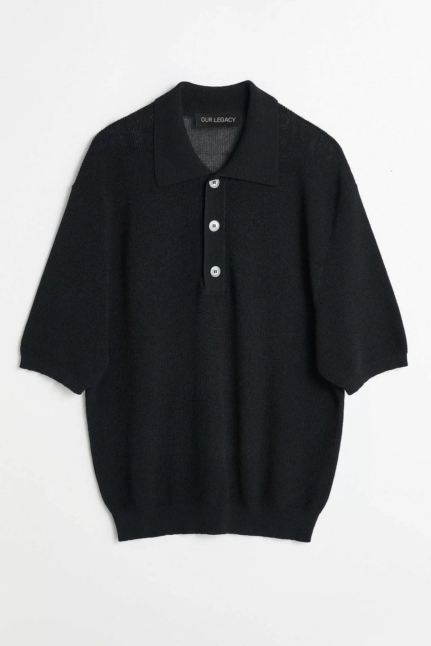 Stickat | Our Legacy Traditionell Polo Shadow Black Crispy Cotton